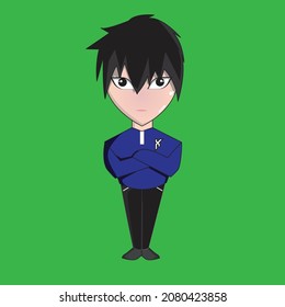 vector cartoon character that looks cool, elegant, looks macho, mysterious, and female ideal character