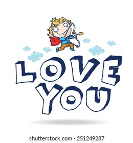 vector cartoon character for valentine day. i love you