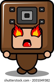 vector cartoon character voice speaker doodle cute mascot costume with angry expression