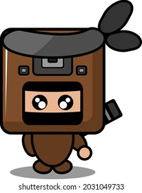 vector cartoon character voice speaker doodle cute mascot costume ninja carrying sword