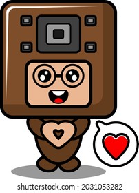 personaje de dibujos animados vectores voz hablante doodle lindo disfraz de mascota amor burbuja de chat