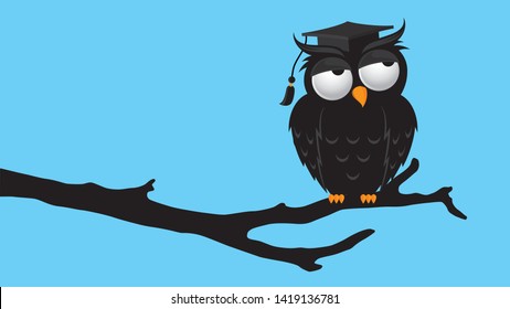 Vector cartoon character wearing a mortar board