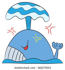 vector cartoon character whale angry