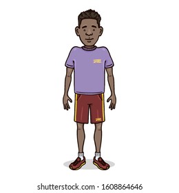 Vector Cartoon Character - Young Afro American Man in Sport Outfit