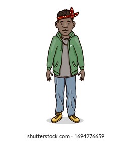 Vector Cartoon Character - Young Afroamerican Man in Hip-Hop Outfit