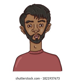 Personaje de dibujos animados - joven indio con barba