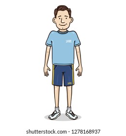 Vector Cartoon Character - Young Man in Sport Outfit