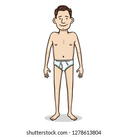 Caricatura vectorial - Joven con calzoncillos blancos