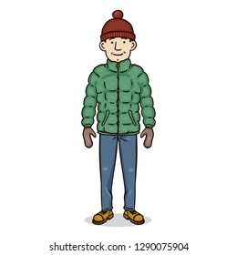 Vector Cartoon Character - Young Man in Winter Outfit