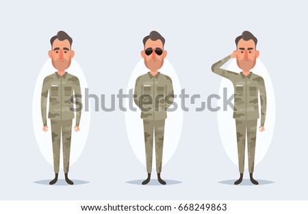 Vector Cartoon Characters - Army Soldiers - Set