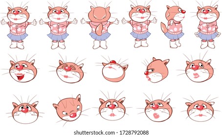 Vector Cartoon Characters Cat for you Design and Computer Game. Storyboard