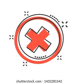 Vector cartoon check marks cross, no icon in comic style. Wrong sign illustration pictogram. No business splash effect concept.