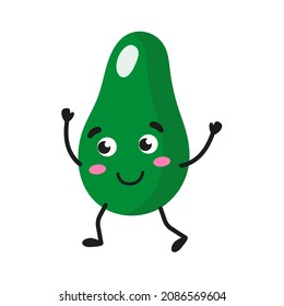 Caricatura vectorial alegre y lindo personaje de aguacate. Concepto de niños.