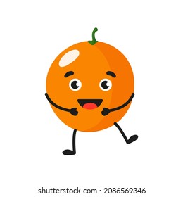 Vector cartoon cheerful cute orange character. Childrens concept.