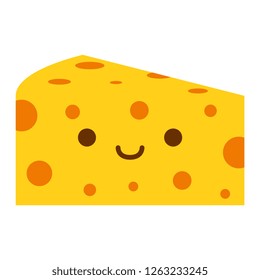 Vector Cartoon Cheese Icon Isolated On White Background