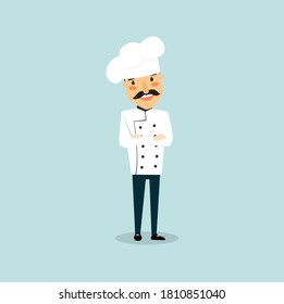 Vector cartoon chef. Italian. Cheerful chef man
