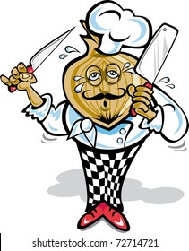 Vector cartoon of chef with onion head / Onion Chef