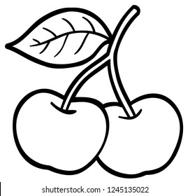 Vector Cartoon Cherries Line Art