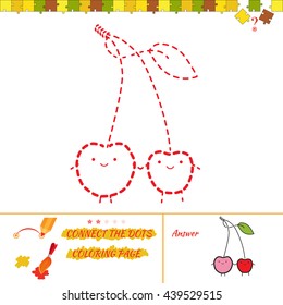 Vector Cartoon cherry for drawing and coloring