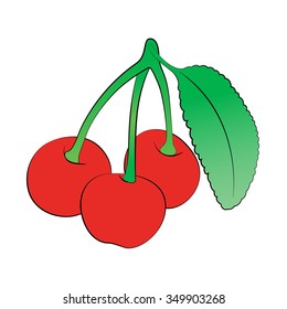 Vector cartoon cherry on white background.