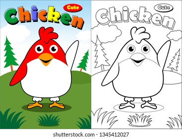 Vector Cartoon with Chicken