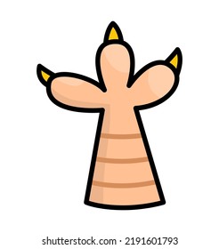Vector cartoon chicken foot. Cute Halloween bird part. Funny autumn all saints day illustration. Samhain party icon for children
