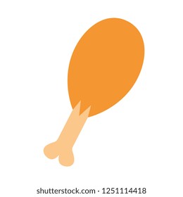 Vector Cartoon Chicken Leg Icon Isolated On White Background