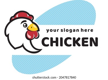 Vector cartoon chicken logo on a white background. 