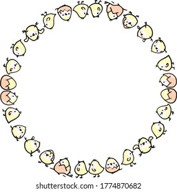 marco de fondo del icono de diseño de los polluelos de dibujos animados vectoriales