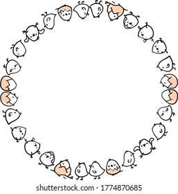 marco de fondo del icono de diseño de los polluelos de dibujos animados vectoriales