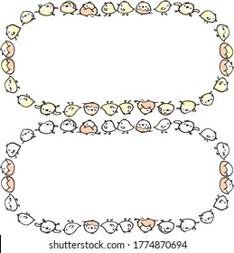 marco de fondo del icono de diseño de los polluelos de dibujos animados vectoriales