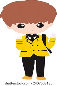 vector cartoon of child in uniform style to school