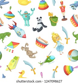 Vector cartoon children toys pattern or background illustration