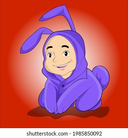 vector cartoon children's character "playing in bunny costumes"