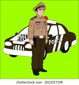Vektorcartoon Kinderfigur "Verkehrspolizei"