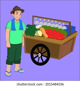 vector cartoon children's character "vegetable seller"