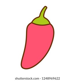 Vector Cartoon Chilli Pepper Icon Isolated On White Background