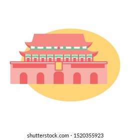 Vektorillustration Cartoon China Tiananmen Building Illustration isoliert