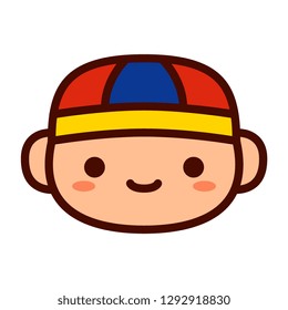 Vector Cartoon Chinese Boy Emoji Icon Isolated