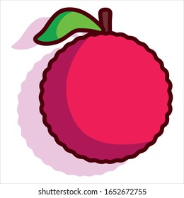 Vector Cartoon Chinese Strawberry Fruit or Myrica Rubra Isolated