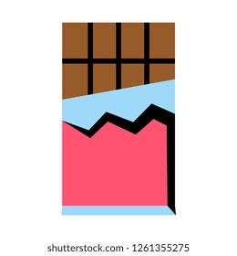Vector Cartoon Chocolate Bar Icon Isolated On White Background