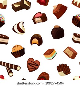 Vector cartoon chocolate candies pattern or background illustration