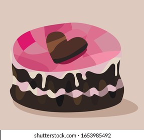 vector cartoon chocolate and strawberry cake