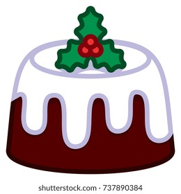 Vector Cartoon Christmas Cake Isolated On White Background
