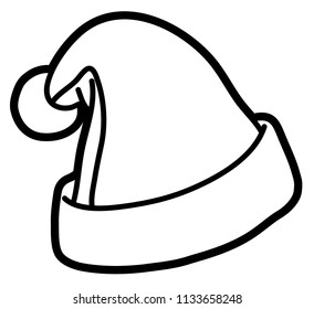 Vector Cartoon Christmas Hat Line Art