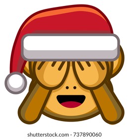 Vector Cartoon Christmas Monkey Isolated On White Background