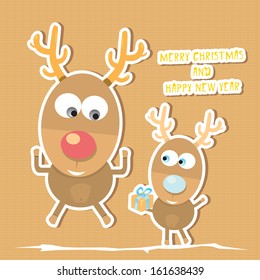 vector cartoon Christmas reindeer character. kids merry christmas illustration. postcard and greeting card design.