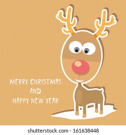 vector cartoon Christmas reindeer character. kids merry christmas illustration. postcard and greeting card design.