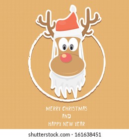 vector cartoon Christmas reindeer character. kids merry christmas illustration. postcard and greeting card design.