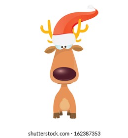 vector cartoon Christmas reindeer character. kids merry christmas illustration. postcard and greeting card design.